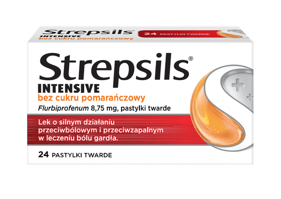 Strepsils Intensive bez cukru pomarańczowy